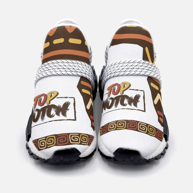 Top Notch African tribal art sneakers are sneakers built for performance, but they also exude style. The sleek and modern design is perfect for casual wear, ensuring you'll turn heads wherever you go. The combination of vibrant colors and contrasting accents adds a touch of personality to your outfit, making a bold fashion statement.
